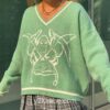 Y2K Preppy Style Oversized Knitted Sweater  1