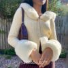 Thin Furry Knitted Elegant Cardigan Y2K Sweater  2