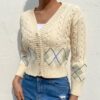 Y2K Argyle Crop Knitted Sweater Cardigan 9
