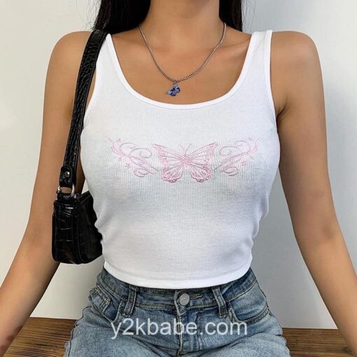 Embroidery Butterfly Summer Y2K Tank Top 6