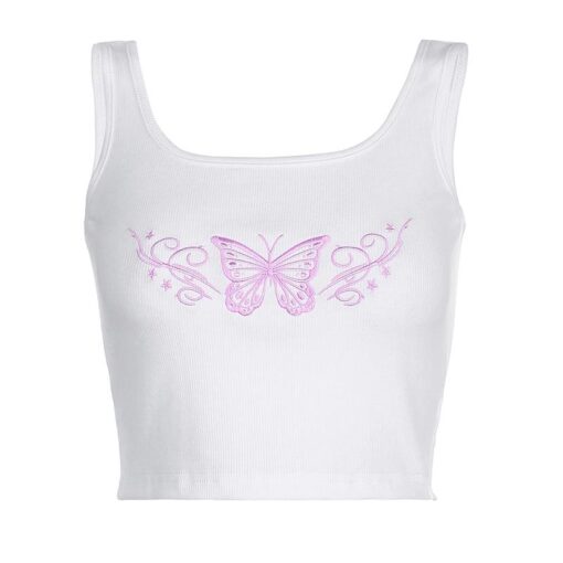 Embroidery Butterfly Summer Y2K Tank Top 3