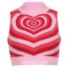 Heart Sleeveless Knitted Crop Top Y2K Sweater  5