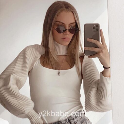 Casual Knitted Turtleneck Crop Top 4