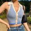 Sexy Y2K Halter Sleeveless Knitted Crop Top 2
