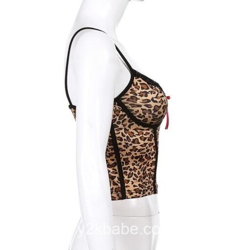 Cheetah Pattern Y2K Camisole Crop Top 3