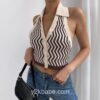 Sexy Y2K Halter Sleeveless Knitted Crop Top 1