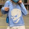 Cute Y2K Skull Print V Neck Knitted Harajuku Sweater 2