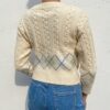 Y2K Argyle Crop Knitted Sweater Cardigan 10
