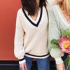 V Neck Casual Preppy Style Y2K Sweater 5