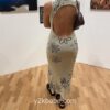 Y2k Floral Print Backless Sexy Knitted Dress 1