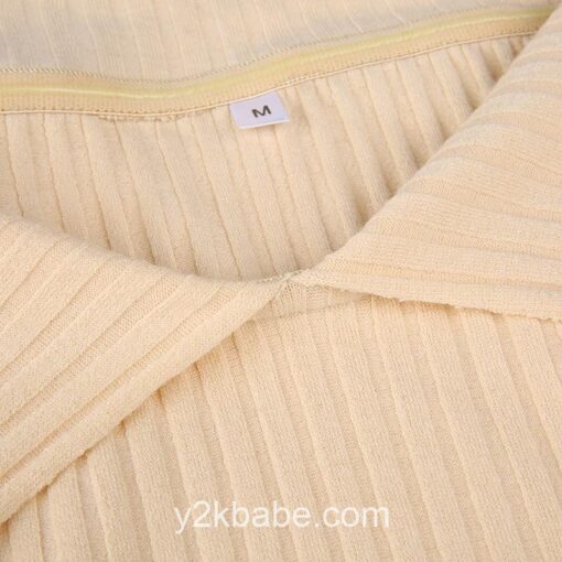 Y2k Ribbed Off Shoulder Elegant Long Sleeve Sweater 4