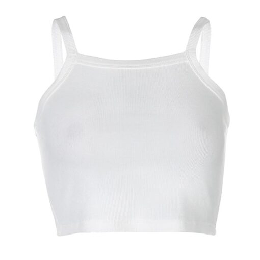 Y2k Ribbed White Casual TanK Top 5