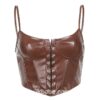 Y2k Elegant Vintage Faux Leather Cami Top  7