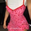 Y2k Pink Heart Pattern Sleeveless Strap Dress 1