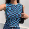 Plaid Y2K Knitted Tank Top 9
