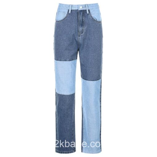 Y2K Patchwork Casual Straight Long Jean (Many Colors) 4
