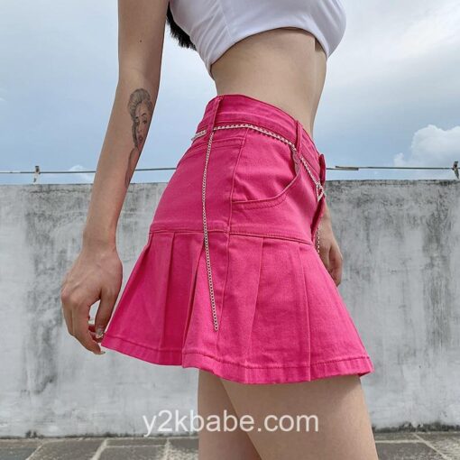 Punk Y2K Denim Mini Pleated Skirt  12