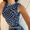 Plaid Y2K Knitted Tank Top 3