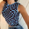 Plaid Y2K Knitted Tank Top 15