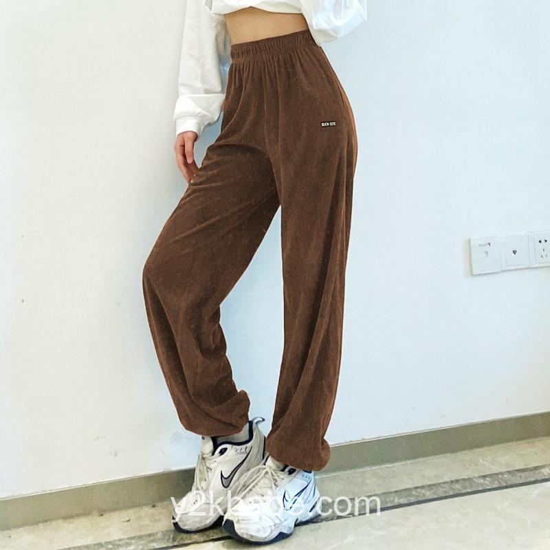 Y2k Elastic High Waist Corduroy Pant