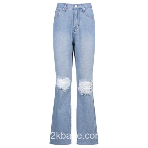 Y2k Streetwear Ripped Flare Jean 4