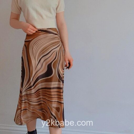 High Waist Elegant Y2K Pattern Midi Skirt 6