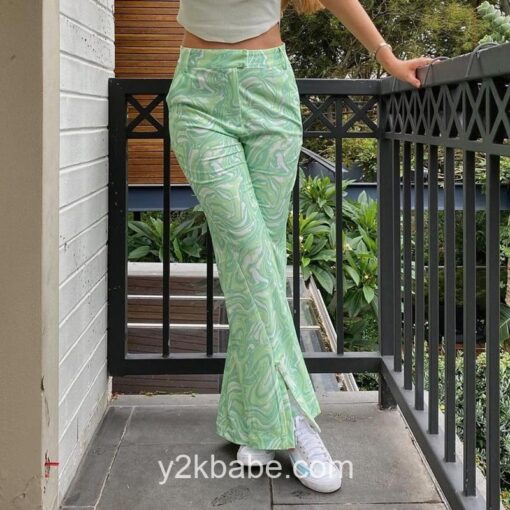 Abstract Pattern Elegant Y2K 90s Streetwear Pant 1