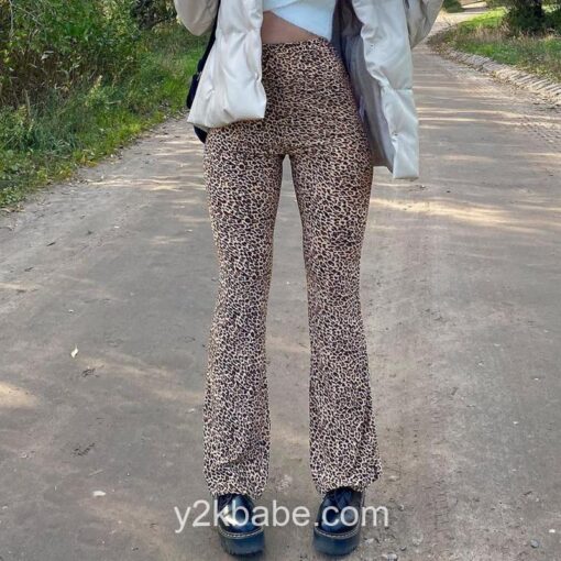 Y2k Skinny Long Leopard Print Pant 3