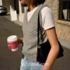 Y2K Preppy Style Knitted Sleeveless Sweater  5