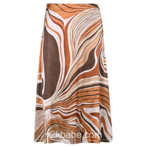 High Waist Elegant Y2K Pattern Midi Skirt 4