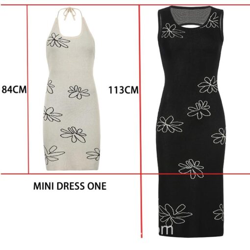 Y2k Floral Print Backless Sexy Knitted Dress 5
