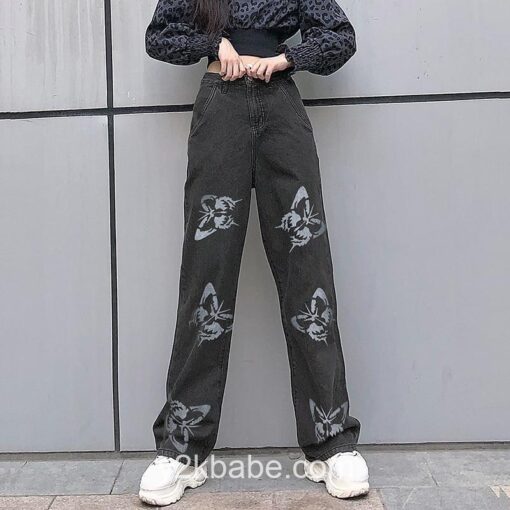 Y2k Streetwear Butterfly Printed Straight Jean 8