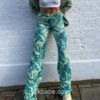 Abstract Pattern Ruched Printed Y2k Pant 1