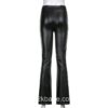 Y2k Elegant Vintage Black Faux Leather Pant 5