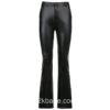 Y2k Elegant Vintage Black Faux Leather Pant 4