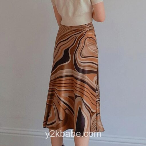 High Waist Elegant Y2K Pattern Midi Skirt 3