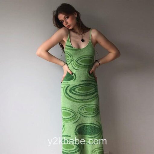 Y2k Abstract Pattern Knitted Tank Dress 3