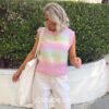 Y2K Knitted Rainbow Striped Sleeveless Pink Sweater  4
