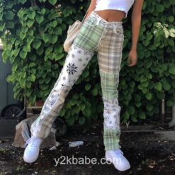 Patchwork Checkered Frill Y2k Pant