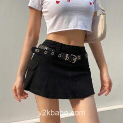 Y2K Aesthetic Harajuku Mini Gothic Skirt